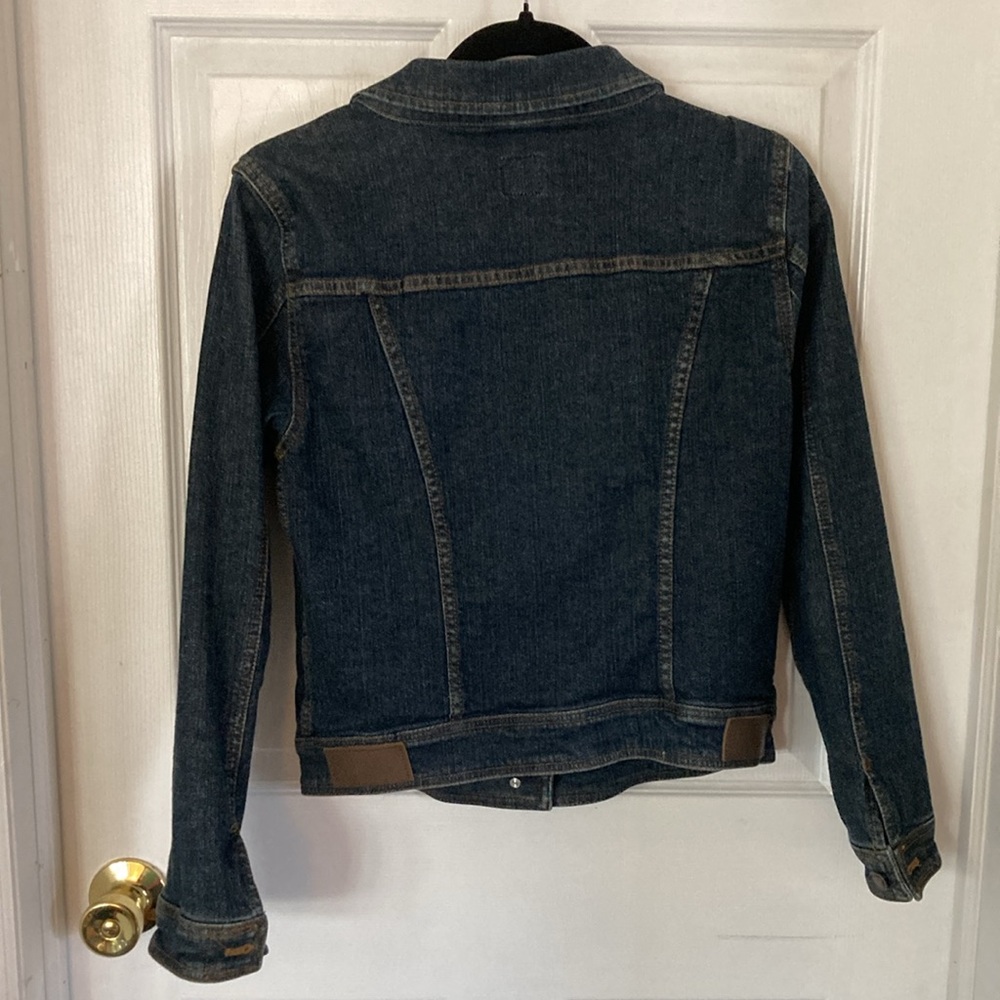 5/$15 Jockey Denim Jacket cotton spandex cool faux leather accents size XS - Picture 5 of 10